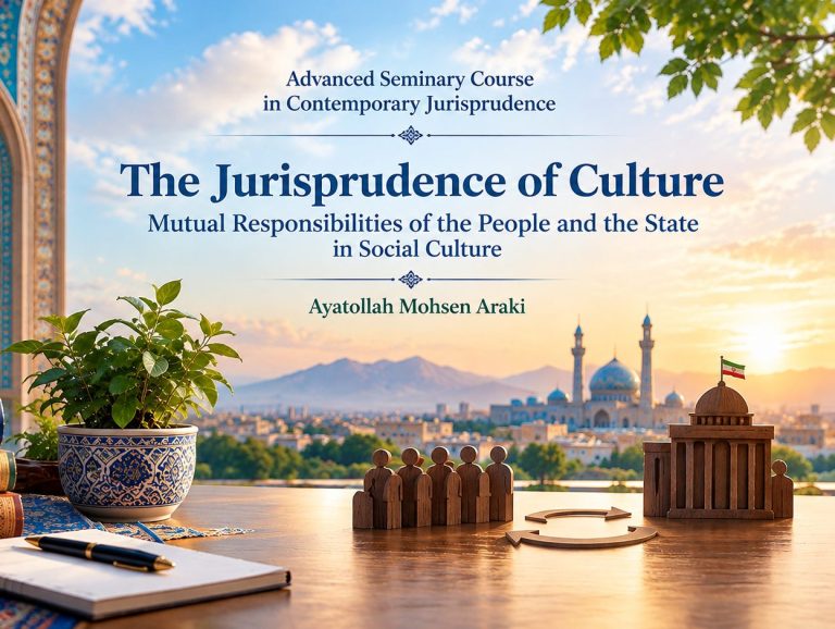 Mutual Responsibilities of the People and the State in Culture: Advanced Seminary Course (Dars-i Khārij) by Ayatollah Mohsen Araki CATEGORIES: By Course: Advanced Seminary Course in Contemporary Jurisprudence | By Center: Qom BYLINE: Sayyid Ahmad Mousavi Nasab Key Details Course Title Advanced Seminary Course in Contemporary Jurisprudence: The Jurisprudence of Culture, Mutual Responsibilities of the People and the State in Social Culture · Original title: فقه فرهنگ: مسئولیت‌های متقابل مردم و حاکمیت در عرصه فرهنگ اجتماعی Instructor Ayatollah Mohsen Araki Language of Instruction Persian Base Text Thematic (no base text) Schedule Thursdays, 10–11 a.m. Tehran time (UTC+3:30) Started September 25, 2025 (3 Mehr 1404 SH) Venue Sayyid al-Shuhada Teaching Hall, Imam Husayn Mosque, Qom Eram Street, Alley 20, first side street Attendance Seminary students at khārij level Status Ongoing (as of October 5, 2026) Archive & Official Website Audio and transcripts of the 1404–1405 SH sessions (Persian; MP3 and PDF): https://edu.riicj.com/lessons/%d9%81%d9%82%d9%87-%d9%81%d8%b1%d9%87%d9%86%da%af-6/ Sessions of the 1405–1406 SH seminary year, on the instructor's official website: https://mohsenaraki.ir/fa/lessons/1 Official website: https://mohsenaraki.ir/fa Information Checked October 5, 2026 Overview Since September 2025, Ayatollah Mohsen Araki has taught an Advanced Seminary Course (dars-i khārij) in Qom on the jurisprudence of culture (fiqh-i farhang). The course is taught in Persian, in weekly sessions held at the Sayyid al-Shuhada Teaching Hall of the Imam Husayn Mosque. It examines what duties Islamic jurisprudence (fiqh) assigns to the people and to the state in shaping the culture of society, and what each owes the other in this sphere. The subject matters because governments, institutions and believers today make practical decisions about culture whose religious status is in question. About the Course The Subject Culture (farhang) is commonly described as the set of values, norms, attitudes and patterns of behavior that shape how people deal with one another and with the institutions of society. Its quality affects trust, respect for the rights of others, a sense of responsibility, respect for the law and the cohesion of society. A desirable culture does not arise only from the spontaneous behavior of individuals. It depends on a number of social actors, chief among them the people and the institutions of government. The people shape culture through their everyday conduct, their part in social life, their respect for the rights of others and the values they pass on. The state (ḥākimiyyat) shapes it through policy, legislation, education, cultural infrastructure and the social conditions it creates. The relation between the two is therefore mutual: if either neglects its responsibilities, the culture of society is affected. These responsibilities may also have a jurisprudential dimension, and this is the subject of the course. Why the Subject Needs a Jurisprudential Discussion Governments today make policy on education, the media, the arts and public conduct, and individuals and institutions take part in shaping culture every day. Believers therefore ask whether the duties of the people and of the state toward the culture of society are religious obligations with rulings of their own, or only matters of good administration. Classical fiqh addresses parts of this question in separate chapters, such as those on government and on enjoining good and forbidding wrong. The course brings these questions together and asks, for each party, what it is obliged to do in the sphere of culture and what ruling applies to it. Place in the Tradition The course places the subject in the chapters of fiqh on government (ḥukūma) and on authority (wilāya), which deal with the powers and duties of those who govern. It also takes up the duty of enjoining good and forbidding wrong (al-amr bi-l-maʿrūf wa-l-nahy ʿan al-munkar) as a means of shaping culture. Method and Evidence Ayatollah Araki first states his own conclusion on each question and then sets out the evidence for it: Qurʾanic evidence first, then evidence from hadith, and finally, where there is one, an argument from reason (ʿaql). Key Questions What is the place of the ruler (ḥākim) in the culture of society: is he obliged to carry out cultural work himself, or to lead and direct it? What duties does the state have in building culture, in countering what the course calls “wrong cultures”, and in responding to social anomalies? What culture are the state and the people obliged to promote in society? What is the ruling on enjoining good and forbidding wrong as a means of shaping culture? What is the ruling on imitation (taqlīd), in the sense of following social models, in the transmission of culture, and how may the state make use of it? What duties do the state and the people owe each other in the sphere of culture? Positions Discussed In the course, Ayatollah Araki argues from three Qurʾanic verses that God gave instructions both to the prophets and to the people for establishing a God-given culture in society. The verses are Qurʾan 7:35 (“O Children of Adam, if messengers come to you from among yourselves, recounting My signs to you, then whoever is mindful of God and sets things right will have no fear, nor will they grieve”), 5:109 (“The day God will gather the messengers and say, ‘What response did you receive?’”) and 28:65 (“And the day He will call to them and say, ‘What answer did you give the messengers?’”). On his reading, the prophets were sent to tell people what culture to hold, and the people were told to follow them; God will then ask the prophets, as the leaders of society, whether the people listened to them, and ask the people whether they listened to the prophets. From this he argues that the duties of the people and of the state toward culture need to be examined in jurisprudence. Progress So Far In the 1404–1405 SH seminary year, the course met on Thursdays from September 25, 2025 to January 29, 2026; the official archive lists 13 sessions for that year, all under the title “Mutual Responsibilities of the People and the State in the Sphere of Social Culture.” The course resumed under the same title for the 1405–1406 SH seminary year on October 1, 2026 (9 Mehr 1405 SH), according to the instructor's official website, and was ongoing as of October 5, 2026. About Advanced Seminary Courses The Advanced Seminary Course (dars-i khārij; baḥth al-khārij in Najaf) is the highest level of study in the Shiʿi seminaries (ḥawza). It follows the textual stage (suṭūḥ), in which students read and explain set textbooks. At the khārij level a qualified jurist (mujtahid) examines a single subject in depth, often over several years and in sessions held on most days of the week. For each question he examines the evidence from the accepted sources of Islamic jurisprudence, namely the Book (the Qurʾan), the Sunna (the words and practice of the Prophet and the Imams), reason (ʿaql) and consensus (ijmāʿ), together with the views of earlier scholars. He weighs their arguments and argues for his own conclusion by the method of ijtihād, the independent derivation of rulings from these sources. Some teachers take a classic work as the starting point of the discussion and examine the other major works and views alongside it. Students prepare for each session, review it with one another (mubāḥatha) and often write up the lectures as transcripts (taqrīrāt). The courses are usually taught in Persian in Iran and in Arabic in Iraq. About the Instructor Ayatollah Mohsen Araki (Mohsen Mohammadi Araqi, known as Araki) was born in Najaf, Iraq, in 1334 SH (1955–1956). His father, Shaykh Habibollah Araki, taught in the seminary of Najaf. He received his primary education at the Muntada al-Nashr school in Najaf and began his seminary studies in 1968–1969 (1347 SH). He studied the preliminary subjects and the textual stage (suṭūḥ) with his father and other teachers in Najaf. After completing the suṭūḥ in 1974–1975 (1353 SH), he attended the Advanced Seminary Course in Jurisprudence of Grand Ayatollah Sayyid Abu al-Qasim al-Khoei and the Advanced Seminary Courses in Jurisprudence and Principles of Jurisprudence of Ayatollah Sayyid Muhammad Baqir al-Sadr. In 1975–1976 (1354 SH) he moved to Qom. There he attended, for four years, the Advanced Seminary Course in Jurisprudence of Ayatollah Mirza Kazem Tabrizi, and the Advanced Seminary Courses in Jurisprudence and Principles of Jurisprudence of Grand Ayatollah Hossein Vahid Khorasani and Ayatollah Sayyid Kazem Haeri. In Qom he also studied philosophy: parts of al-Asfar al-Arbaʿa with Grand Ayatollah Abdollah Javadi Amoli and Ayatollah Morteza Motahhari, and Nihayat al-Hikma with Ayatollah Mohammad Taqi Mesbah Yazdi. In 2012 he received a PhD in comparative philosophy from the University of Portsmouth, United Kingdom, with a thesis titled Freedom and Causality in Contemporary Islamic & Western Philosophy. He teaches Advanced Seminary Courses in Jurisprudence and Principles of Jurisprudence in the seminary of Qom, as well as courses in Qurʾanic exegesis and hadith studies (as of October 2026). He is a member of the Supreme Council of the World Forum for Proximity of Islamic Schools of Thought (as of October 2026). From 2012 to 2019 (1391–1398 SH) he served as secretary of its Supreme Council and head of the Forum. Selected Works Fiqh-i Farhang (The Jurisprudence of Culture), Andisha-yi Nab-i Mandagar. Fiqh-i Nizam-i Banki (The Jurisprudence of the Banking System), Andisha-yi Nab-i Mandagar, 2023–2024 (1402 SH). Fiqh-i Nizam-i Iqtisadi-yi Islam (The Jurisprudence of the Economic System of Islam), Majmaʿ al-Fikr al-Islami, 2021–2022 (1400 SH). Fiqh-i Nizam-i Siyasi-yi Islam (The Jurisprudence of the Political System of Islam), Andisha-yi Nab-i Mandagar, 2014–2015 (1393 SH). Usul-i Fiqh-i Nizam (The Principles of the Jurisprudence of Systems), Andisha-yi Nab-i Mandagar, 2023–2024 (1402 SH). Fiqh-i ʿUmran-i Shahri (The Jurisprudence of Urban Development), Andisha-yi Nab-i Mandagar, 2021–2022 (1400 SH). Nazariyya-yi Shinakht (The Theory of Knowledge), Nashr-i Maʿarif, 2014–2015 (1393 SH). Daramadi bar ʿIrfan-i Islami (An Introduction to Islamic Mysticism), Imam Khomeini Education and Research Institute, 2011–2012 (1390 SH). Related Courses Other Courses by This Teacher: The Authority of Conjecture: Advanced Seminary Course (Dars-i Khārij) by Ayatollah Mohsen Araki AT UPLOAD: link to the Tolou post This introduction was published by Tolou International Institute on AT UPLOAD: publication date, based on the instructor's official sources as checked on October 5, 2026. Tolou does not organize or broadcast this course. Times, venues and topics may change, and seminary courses usually pause during holidays such as the summer break and the month of Ramadan; please confirm details through the official sources. Views presented in an Advanced Seminary Course are part of a scholarly discussion and are not necessarily the instructor's formal legal opinion (fatwa).